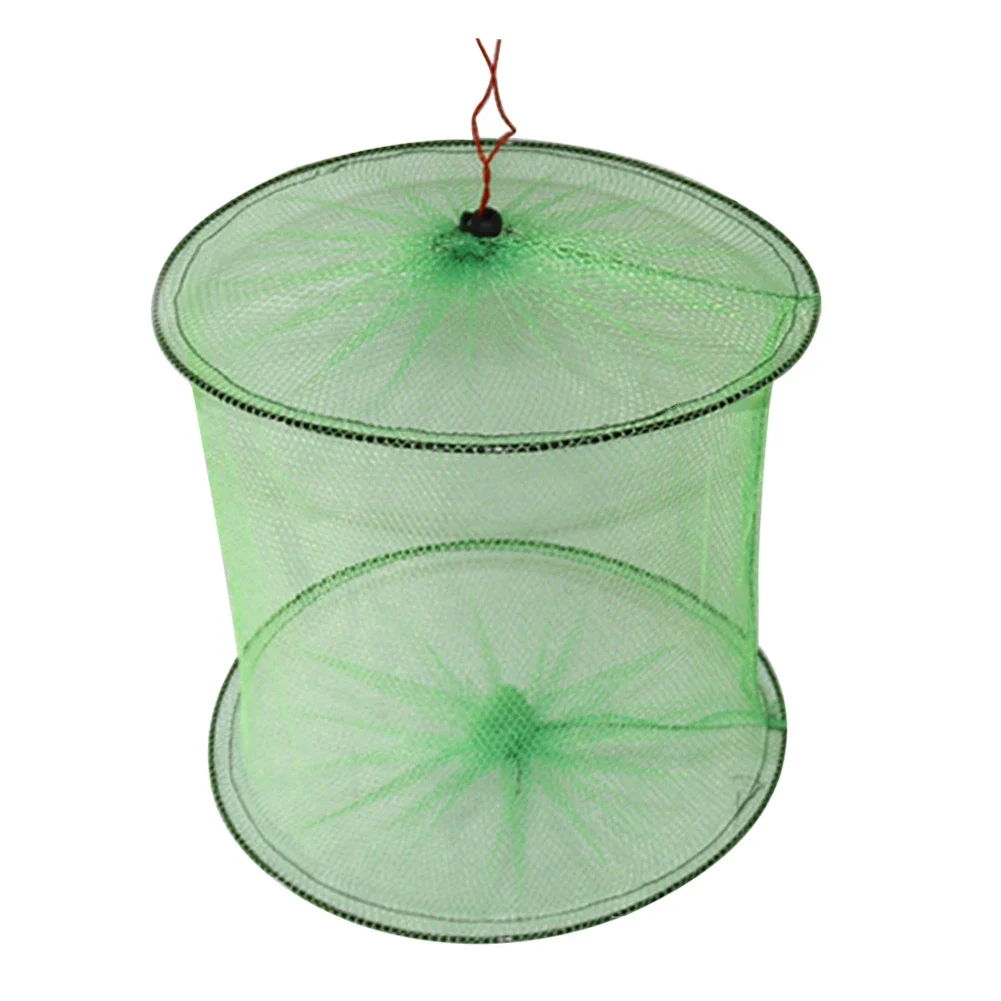 Foldable Nylon Fish Net 2-Layer Portable Crawdad Crab Trap Net Basket Outdoor Fish Guard Network Mesh for Fisherman