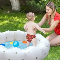 Garden Round Inflatable Baby Swimming Pool Portable Little Pump Pool Kiddie Paddling Pool Indoor Outdoor Water Games Play Center 6