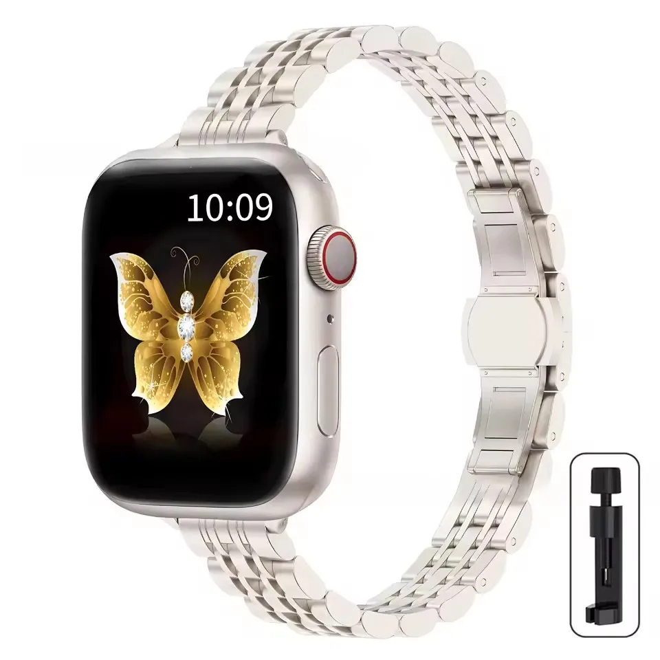 Elegant Stainless Steel Slim Watch Band Strap