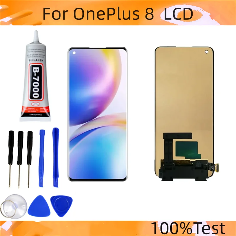 

100% протестированный Оригинальный ЖК-экран для OnePlus 8 + сенсорная панель дигитайзер Замена 1 + 8 для Oneplus 8 1 + 8 IN2023 LC