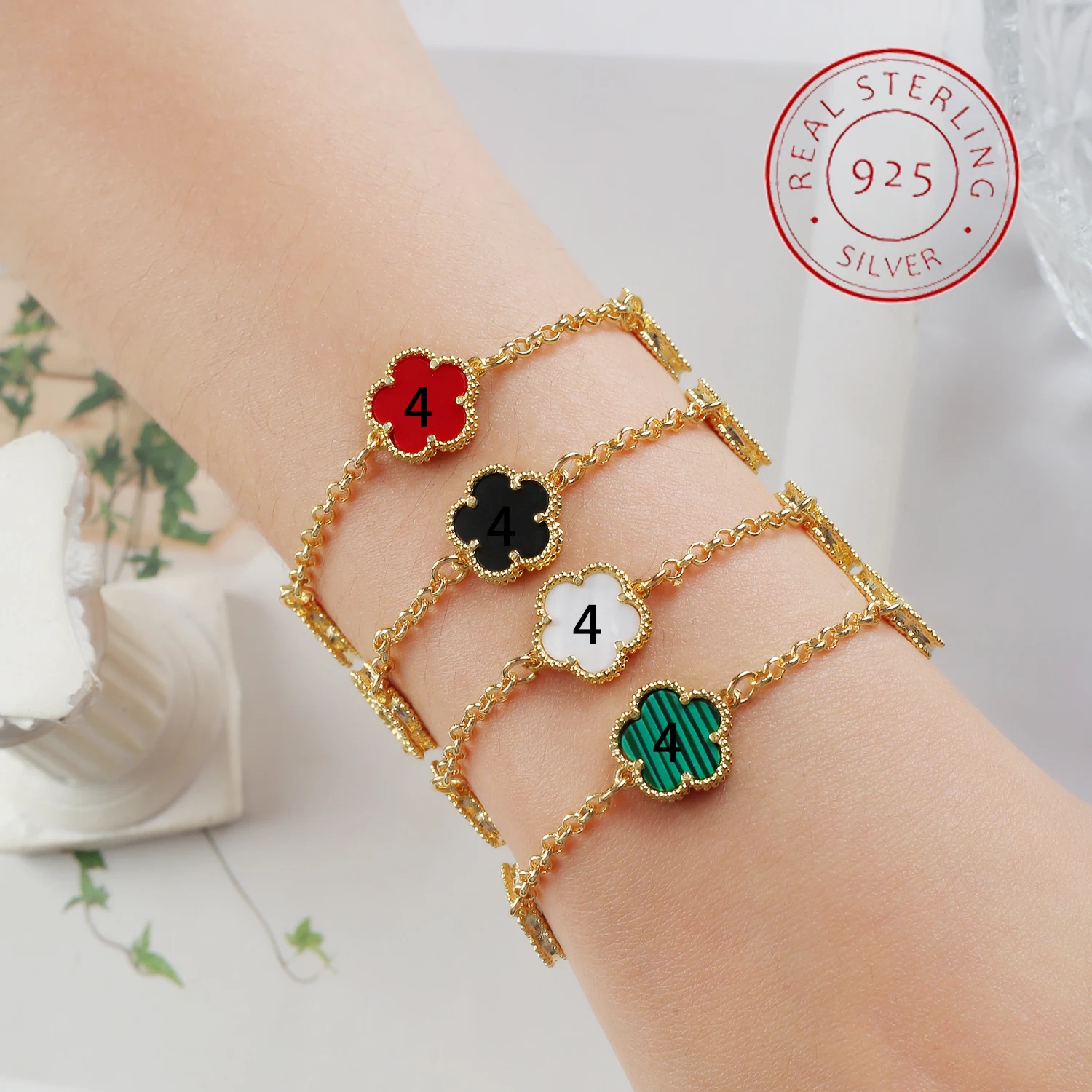 

S925 Silver Material Classic Four-Leaf Clover Bracelet High-quality Gold Rose Gold and Silver