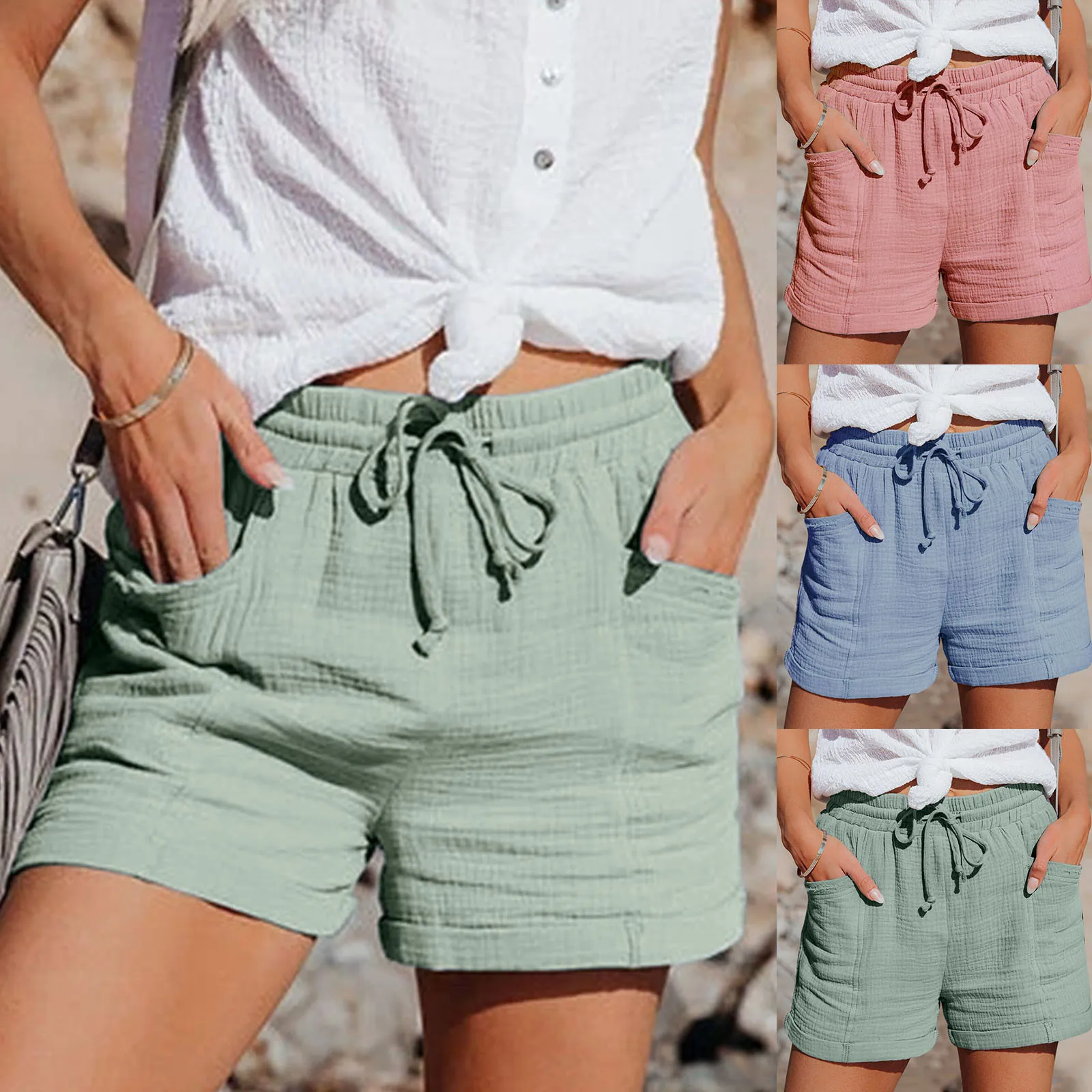 

2023 Summer Women Casual Cotton Shorts Basic Short Pants Sports Trousers Fashion Ladies Home Streetwear Beachwear