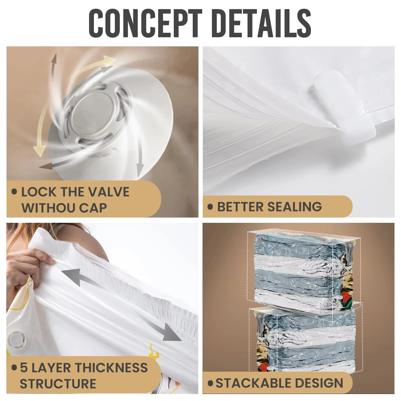 Vacuum Storage Bags, Jumbo Cube, Vacuum Sealing Bags Clothes Organizer, Compression Pack Bag Fit Clothing Bedding Quilts Blanket 5