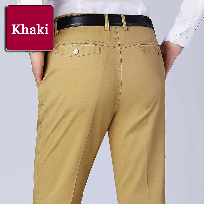 Classic Casual Men Cotton Pants Summer Stretch Comfortable Elastic Straight Trousers cotton work pants men casual pants