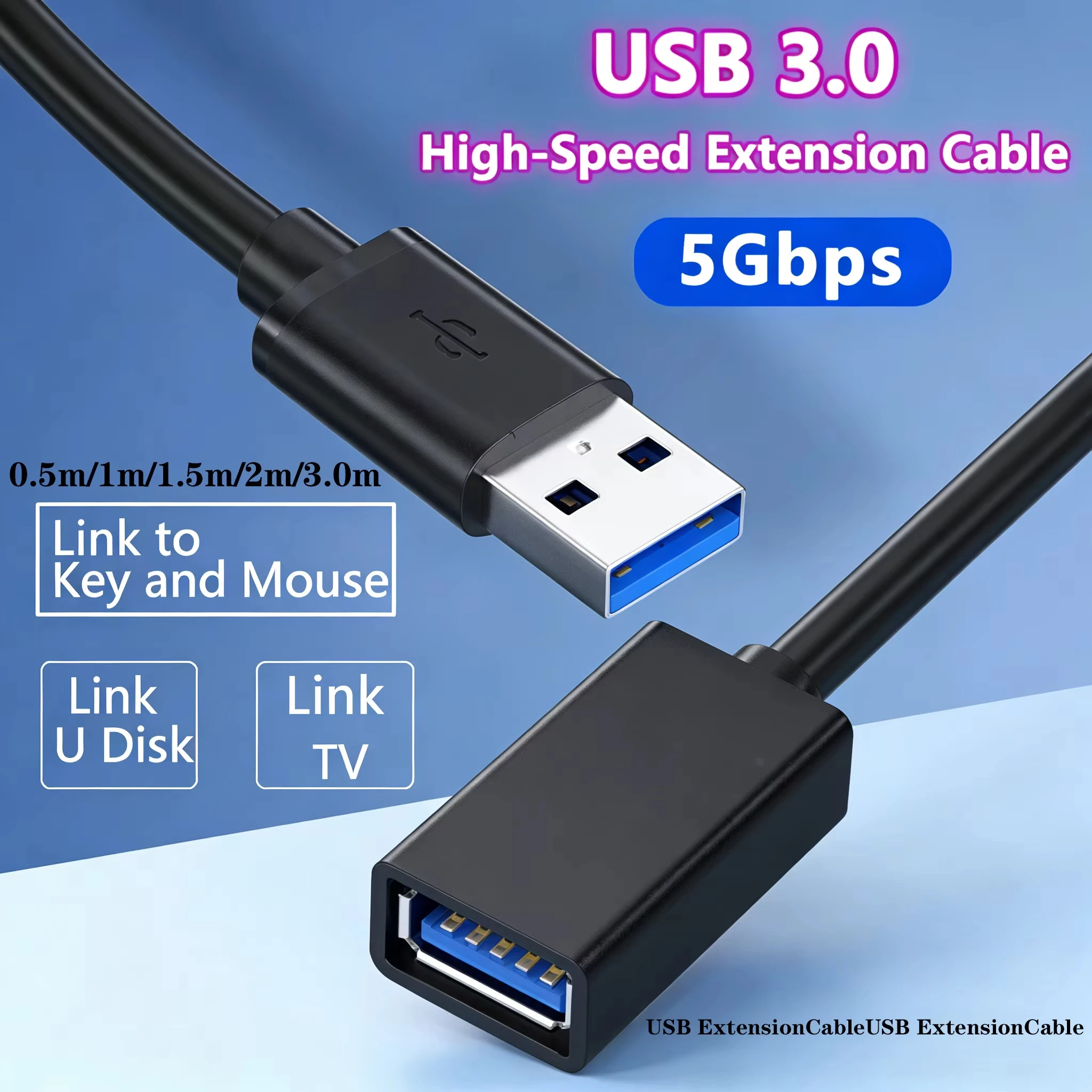 High-Speed USB 3.0 Extension Cable – Enhanced Data Transfer, Plug & Play, Multiple Lengths Available