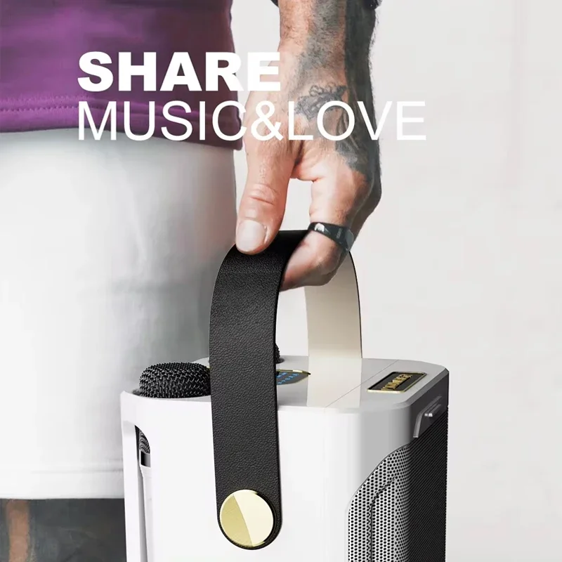 High Power Karaoke Bluetooth Speaker with Dual Microphone, 360° Stereo Surround, Waterproof, Wireless Subwoofer, Portable Boombox 3