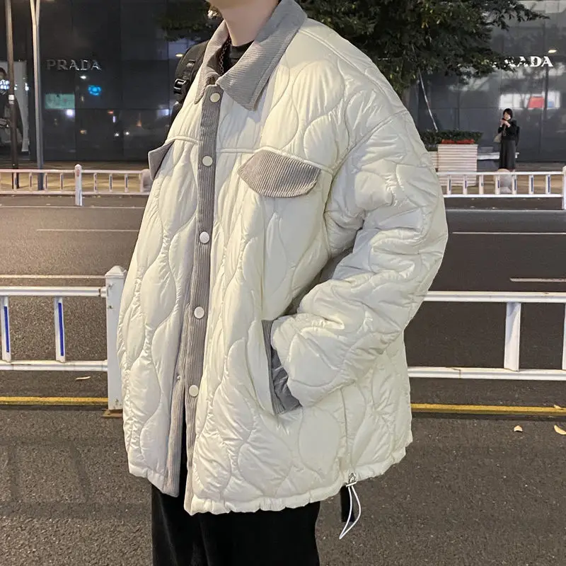 Corduroy Winter Coat Men Puffer Jacket Autumn and Winter New Korean Style Long Over-the-knee Cotton Padded Keep Warm