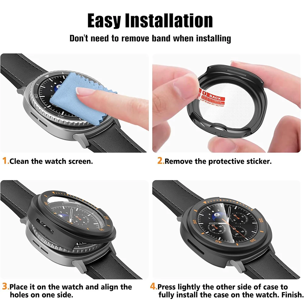 for Samsung Galaxy Watch 8 Classic 46mm Screen Protector Case Anti-Scratch Protective Cover for Galaxy Watch8 Classic Hard Shell