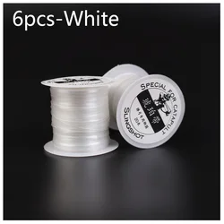 6pcs Multicolor Elastic Bands for Slingshot Pouches - Amber Rubber Bands, Round/Flat Design, 20m Length (6pcs white)
