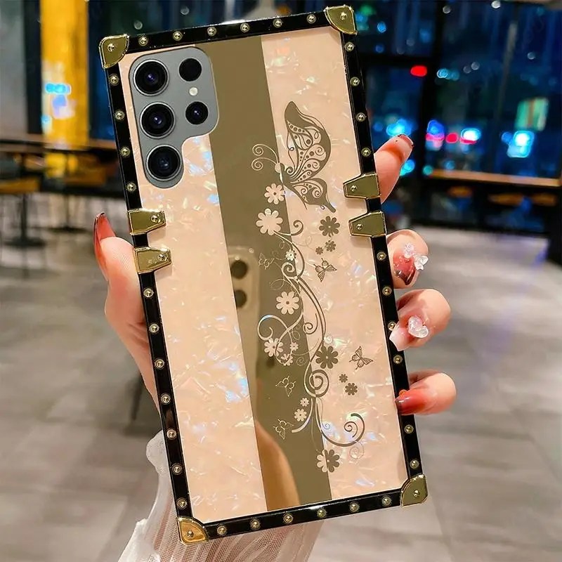Luxusné púzdro Butterfly Stand pre Samsung S23 Ultra S22 S21 FE Plus A54 A53 A14 A34 A73 5G A52 A13 A32 A72 ShockProof kryt telefónu_voghion.com