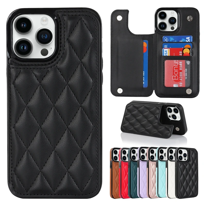 

For iPhone 15 Pro Max 14 Pro Max 13 Mini 12 Pro 11 X XS Max XR SE 2020 8 7 Plus Wallet Small Fragrance Card Insert Leather Case