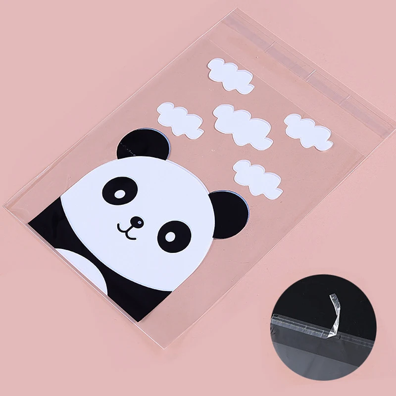 

50pcs Kawaii Panda Pattern Plastic Bags Transparent Self-adhesive OPP Bags for DIY Jewelry Packaging Candy Cookie Gift Pouches