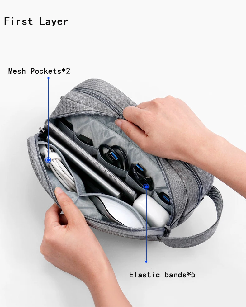 Powerful Dual Layer Cable Organizer Bag For Laptop Accessories With Quick Access