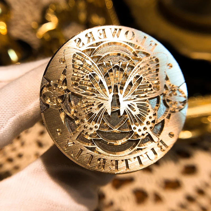 Brass Butterfly Wedding Seal Stamp for Stationery and Cards