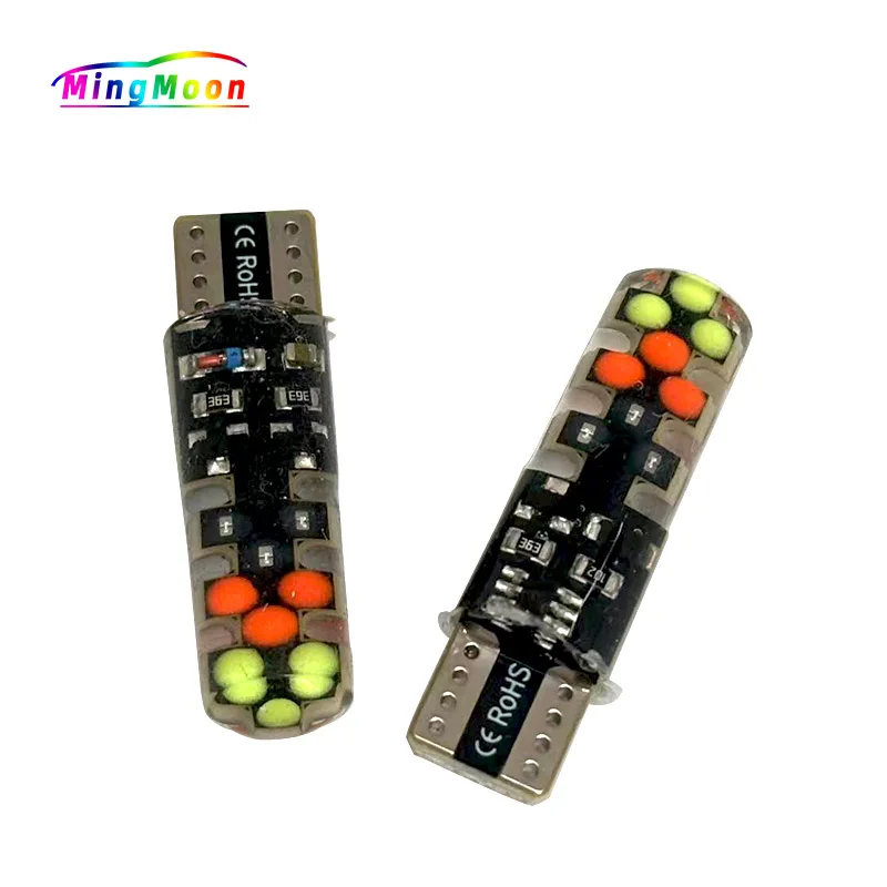 

100Pcs T10 W5W Silicone Light RGB Car Plate Clearance License Reading Interior Lights Bulb Auto Lamp 12V