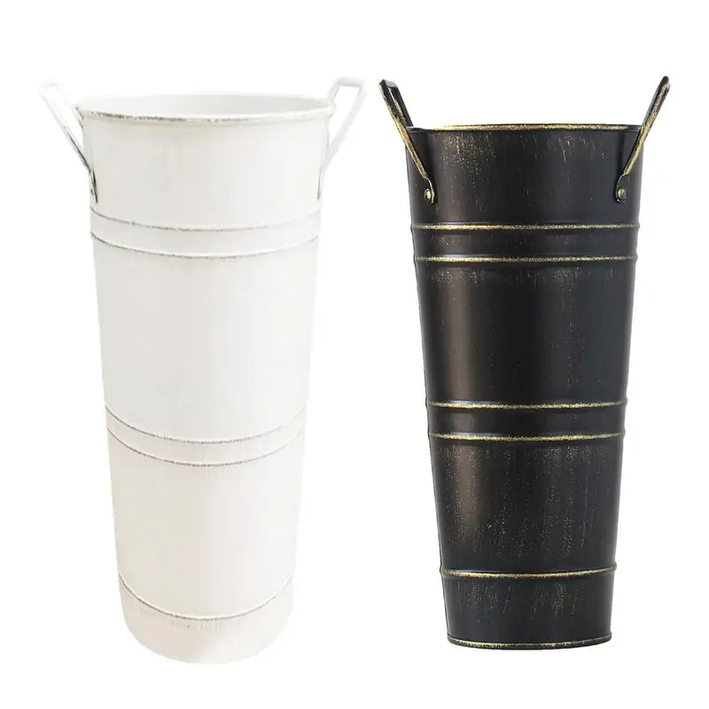 

Round Umbrella Holder Bucket Galvanized Iron Modern Umbrella Organizer Bins Hotel Lobby Balcony Living Room Simple Umbrel Stand