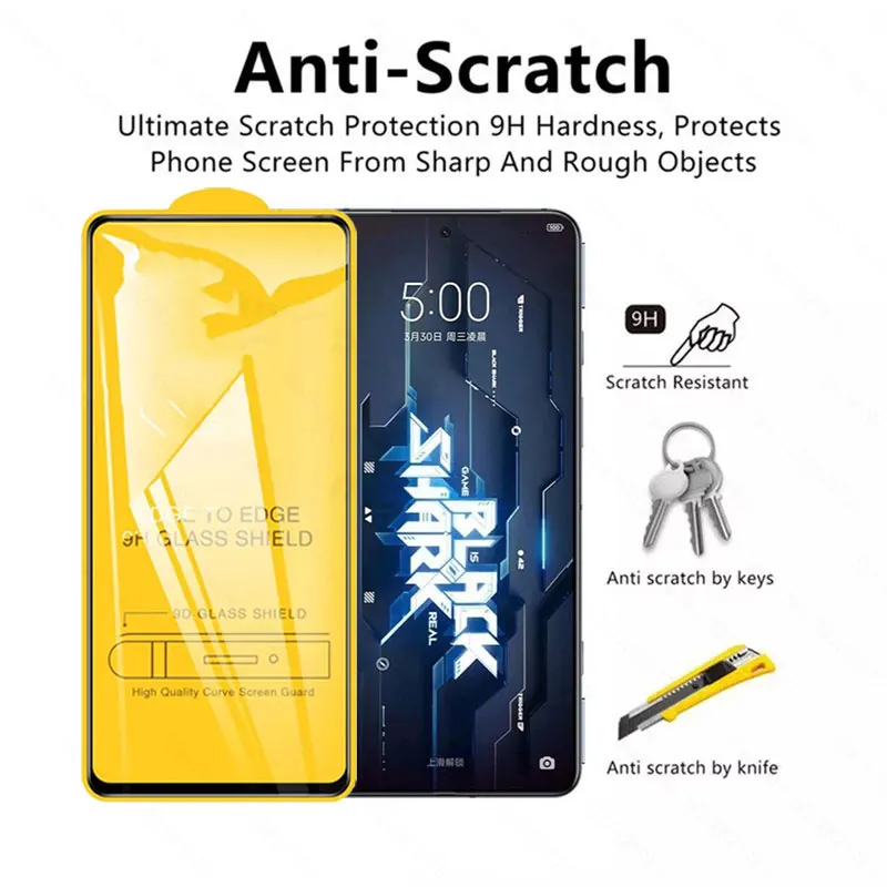 Premium 9D Tempered Glass Screen Protector - Clear, 5 Pack