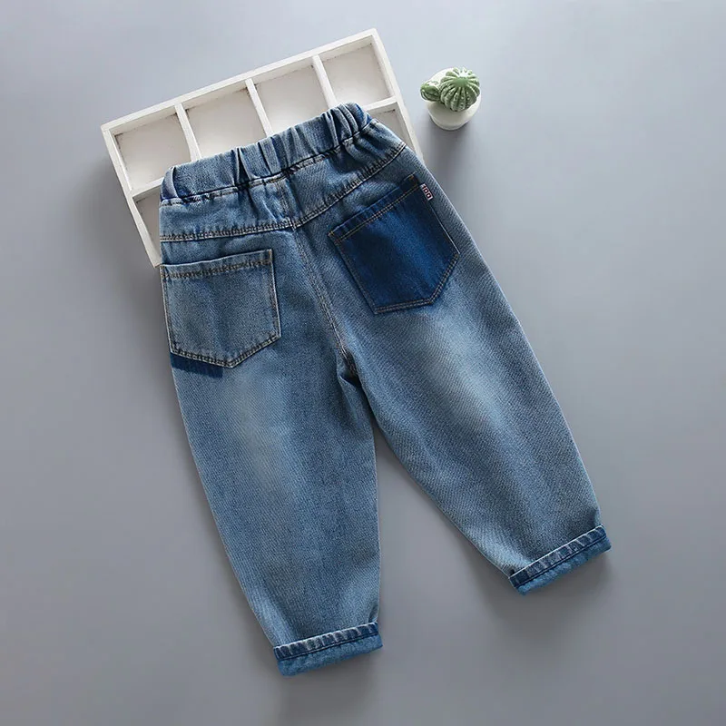 Girls Blue Denim Jeans with Cherry Flower Embroidery