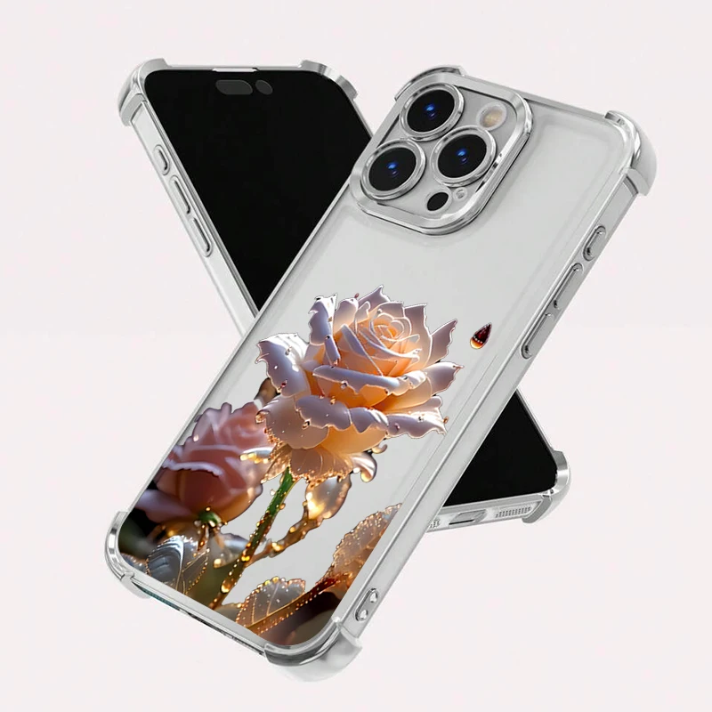 Vibrant Floral Plating Phone Case - Soft Anti-Fall Airbag Back Cover