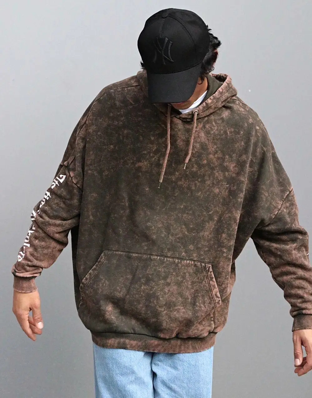 tie dye moletom com capuz brown