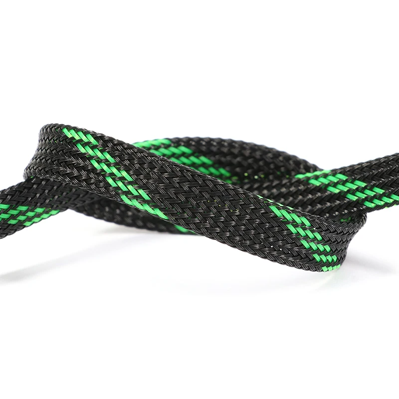 1-50m Black UV Green PET Braid Sleeve 2/4/6/8/10/12/16mm High Density For Electric Cables