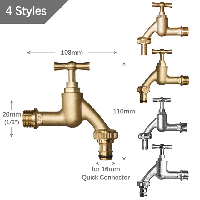 1Pc 1/2 ' 3/4 16 Mm -Es Kerti Otthoni Öntözési Csaptelep Golyószeleppárral Réz Csatlakozó Adapter Kapcsoló Szerszám - Image 2