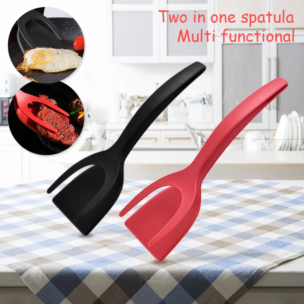 2 In 1 Steak Clips Spatula Non Stick Pancake Spatula Clamp Multifunctional Toast Omelet Clip for Home Kitchen Cooking