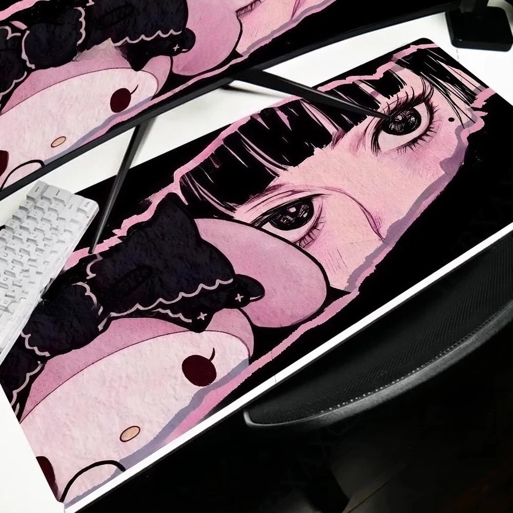 보라색 사무실 가죽 마우스 패드 회사 키보드 패드 애니메이션 게임 매트 Pc 게이머 소녀 책상 컴퓨터 액세서리 쿠로미 테이블 매트