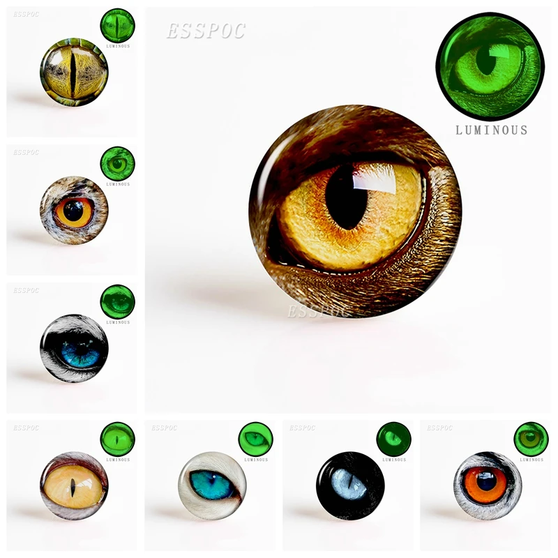 

5PCS Animal Eyes Dragon Snake Owl Cat Tiger Eyes Luminous Glass Cabochon 25MM Handmade Jewelry Supply for DIY Necklace