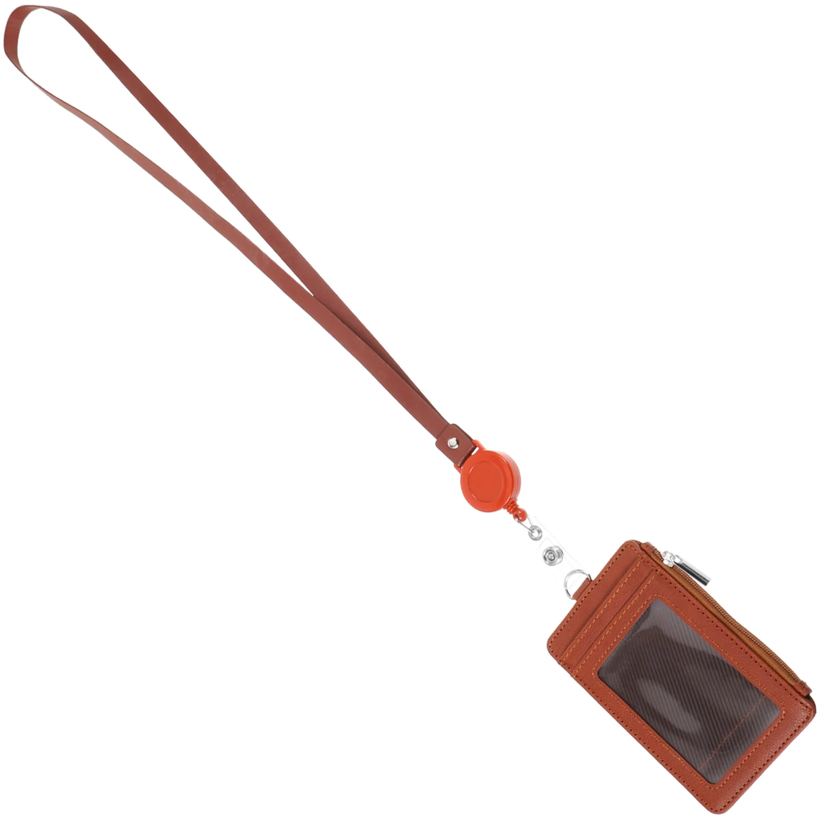 

Vertical Badge Holder ID Holder With Detachable Neck Lanyard And Swivel Clip(Brown)