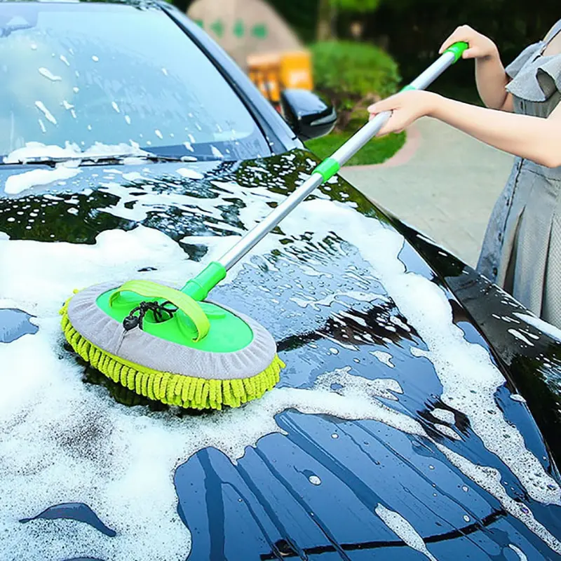 2 In 1 Car Cleaning Brush Car Wash Brush Telescoping Long Handle Cleaning Mop Broom Auto