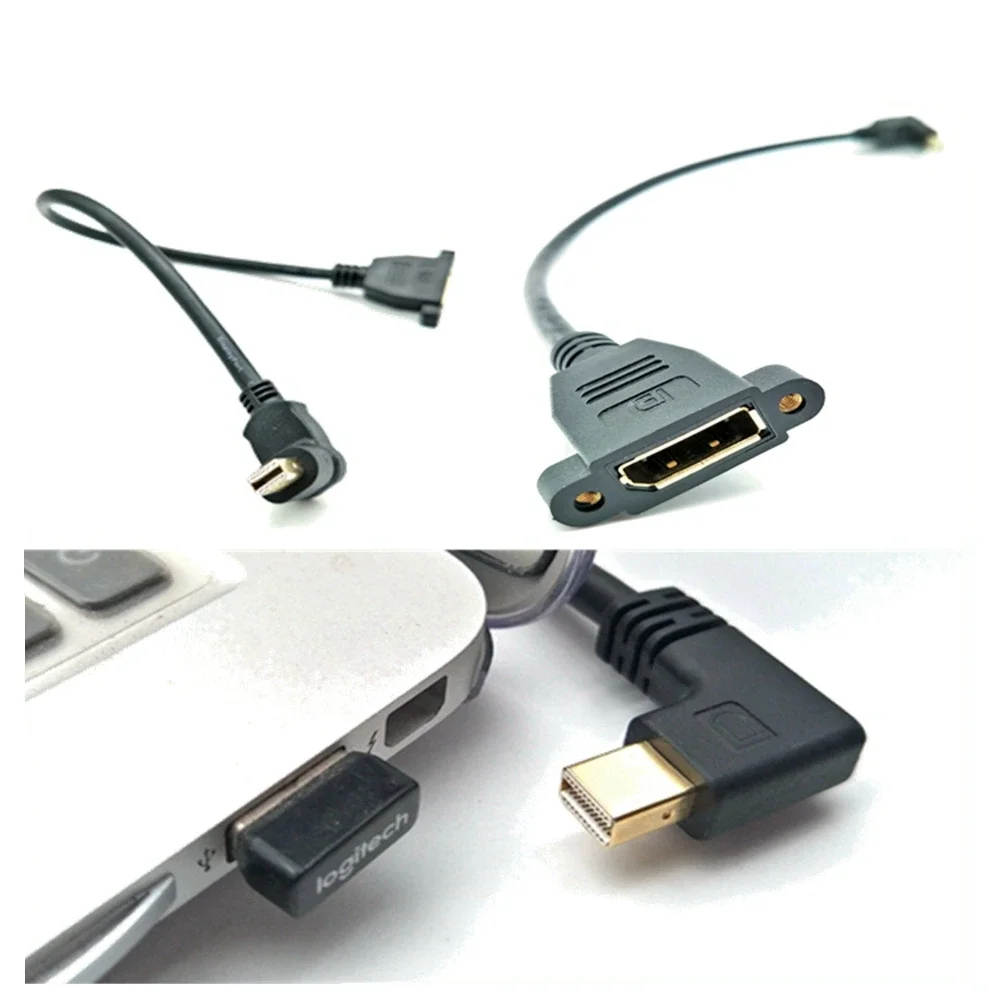 Cavo Mini Displayport Adattatore Da Angolo Retto A Displayport Con Risoluzione Black-4K Pronto Thunderbolt E Thunderbolt 2
