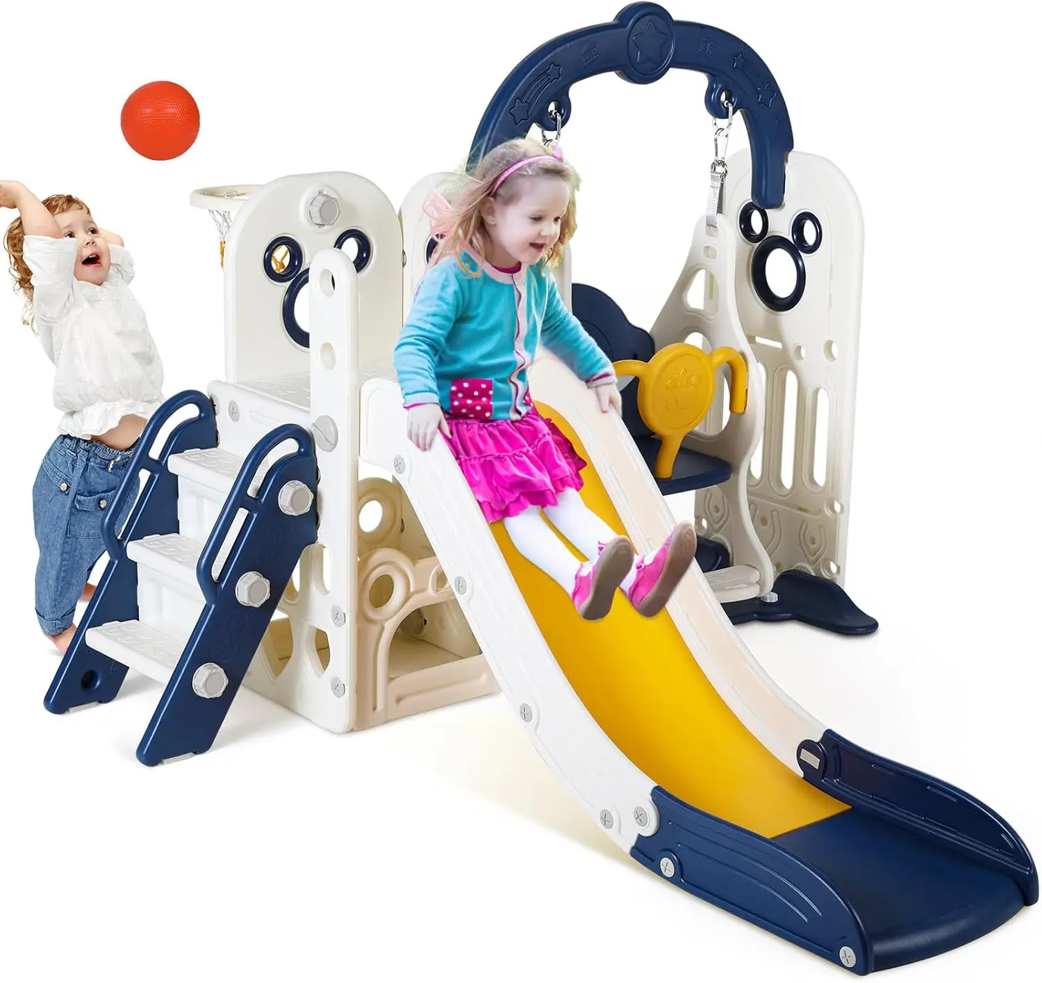 6-in-1 Toddler Slide & Swing Playset 2