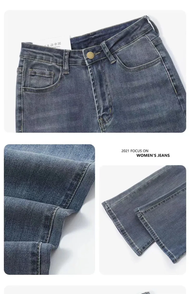 wide leg jeans High Waist Skinny Flare Jeans Women Wide Leg Denim Pants 2022 Fashion Vintage Streetwear Trousers Female All-Match Denim blue jeans
