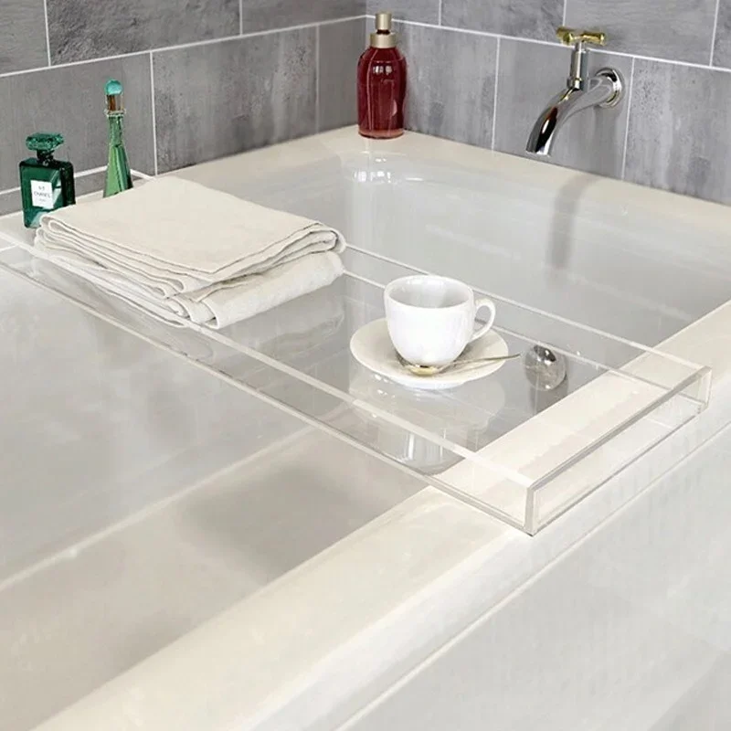 Nordic Acrylic Bathtub Tray Wooden Tray Spa Holder Bath Table Bathroom Storage Organizer Bandeja Bath Tub Accessories