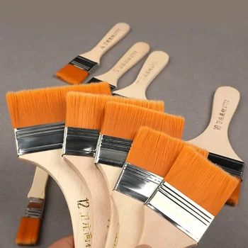 12 pz/set Spazzola per capelli in nylon Spazzola per pittura a olio per spazzola per barbecue per la pittura Arte Strumenti per spazzole per pulizia in legno facili da pulire 1