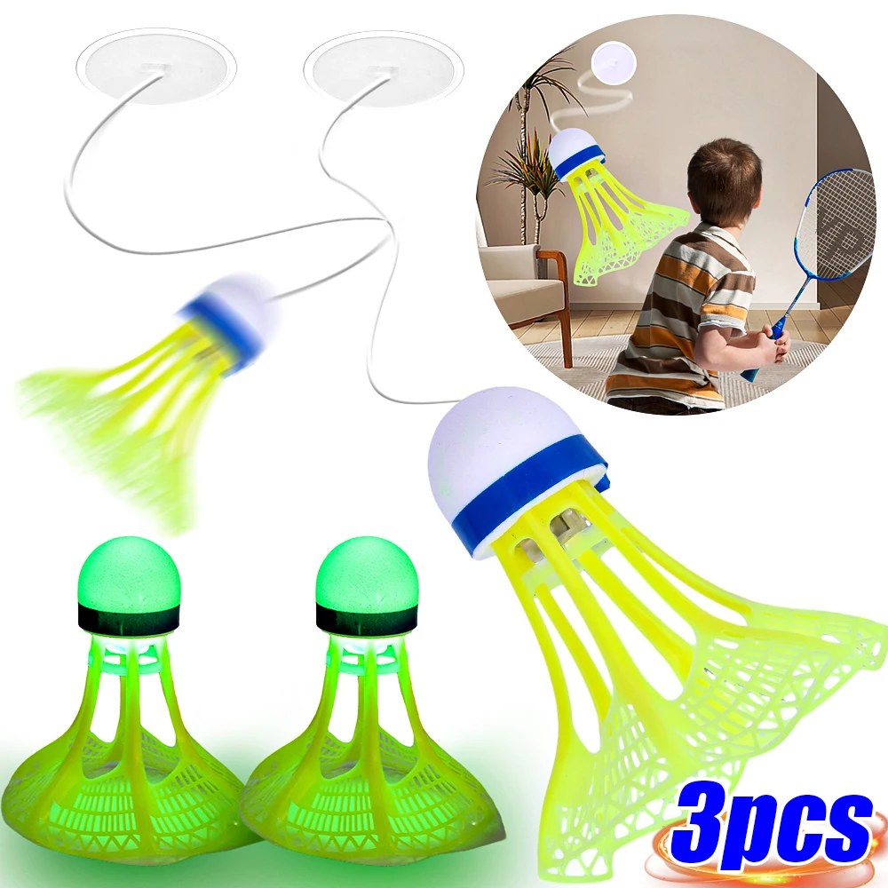 Single Badminton Trainer 3PCS Single Badminton Trainer Wall Sucker Automatic Rebound Line Indoor Sports Fitness Single Swing Ball Power Practise Tool