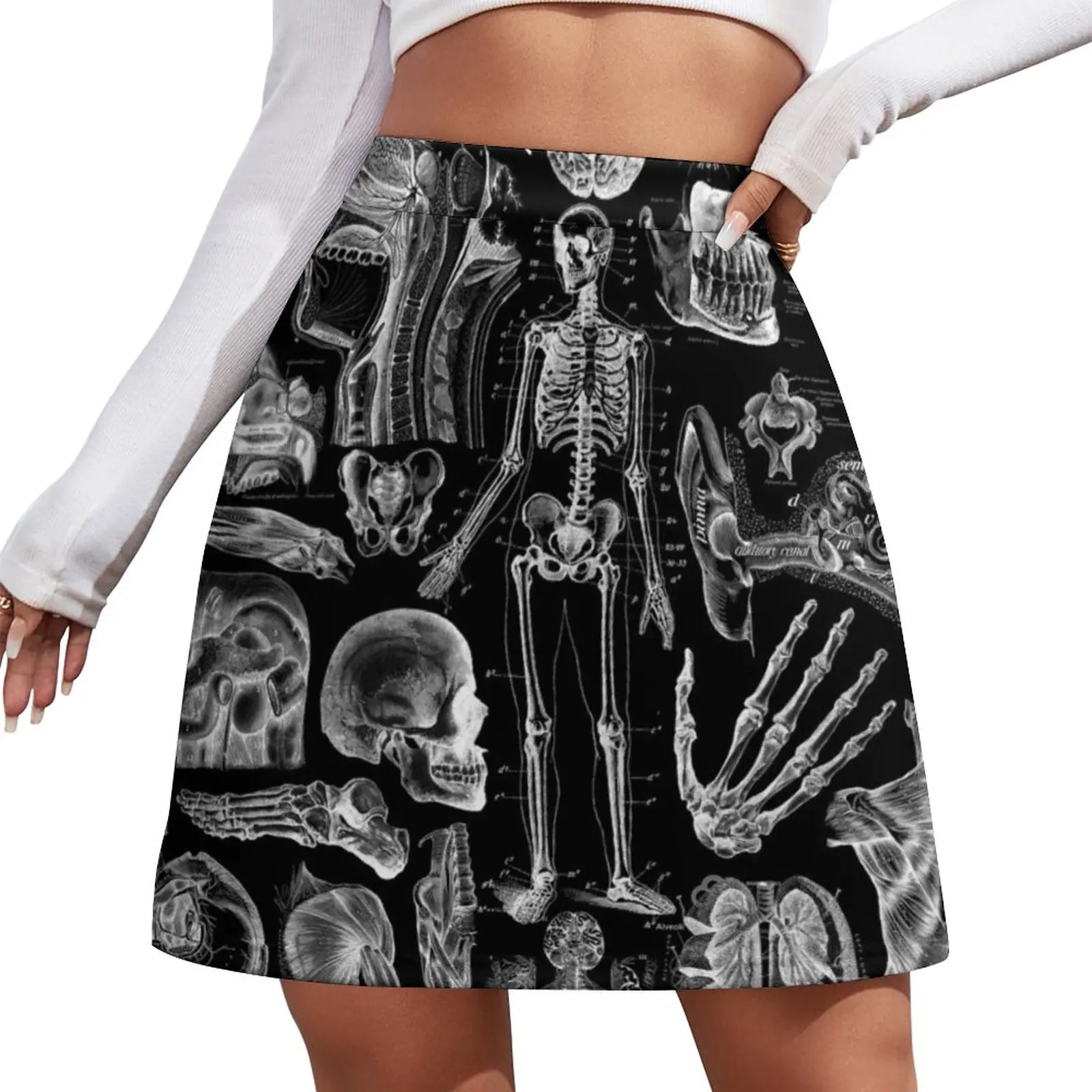 Human Anatomy Black Print Mini Skirt cute skirt Summer women's clothing japanese fashion