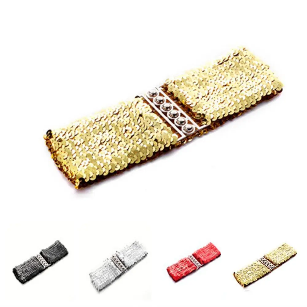 

Women Corset Belly Sequin Wide Buckle Belt Waistband