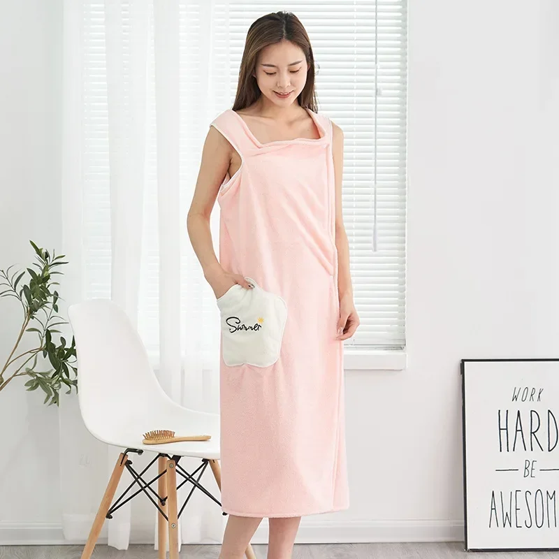 Wearable Microfiber Bathrobe Woman Shower Female Soft Bath Towel for Adults for Home Textiles Bath and Sauna Towels Bathroom