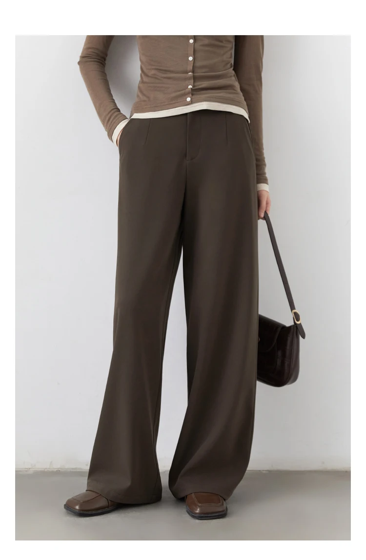 CHIC VEN Women Pants Solid Casual Slim Straight Leg Suit Wide Leg Ladies Trousers Spring Autumn 2025 Clothing for Woman