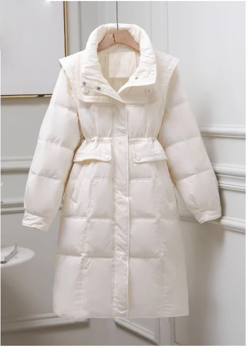 

2023 Mid-length loose stand-collar stylish warm down coat Winter
