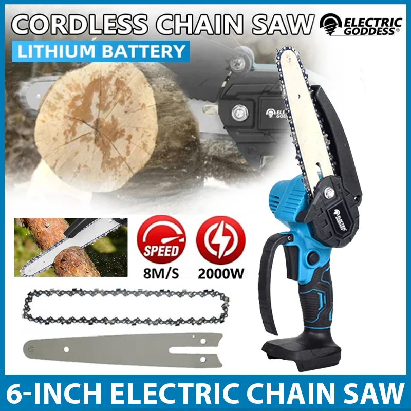 

Electric Goddess 6-Inch Electric Chain Saw High Hardness Chain Cordless Chain Saw For Makita 18v Battery