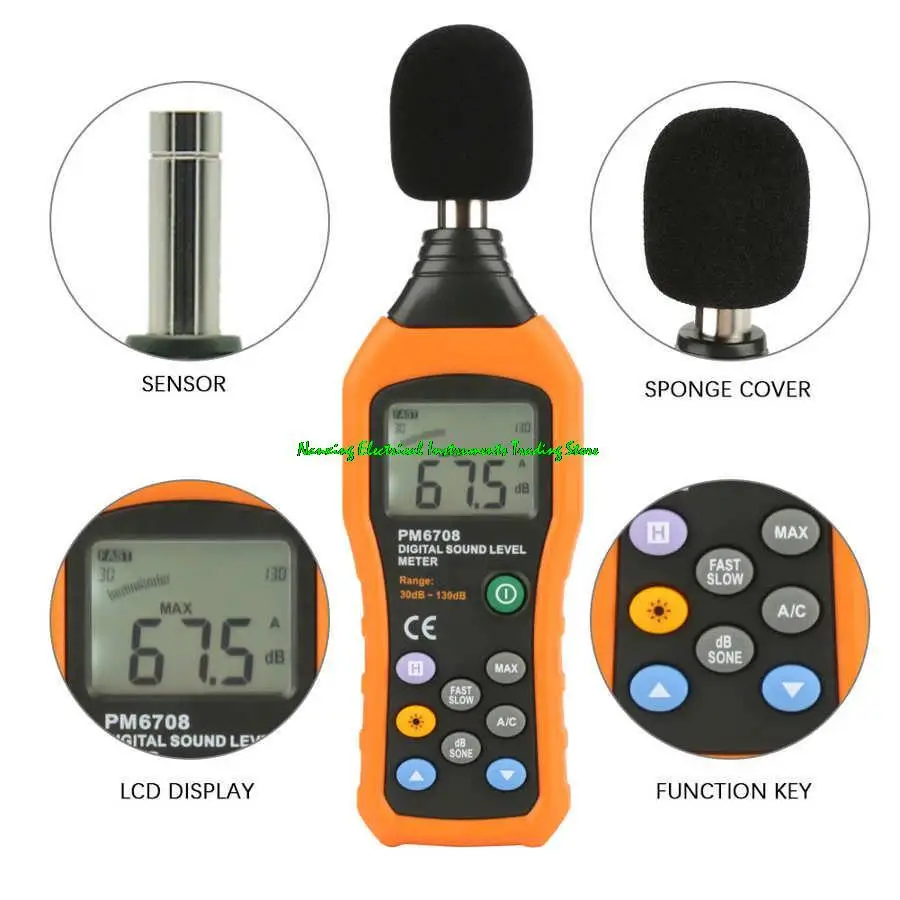 luz de fundo medidor de nível tester 30-130db