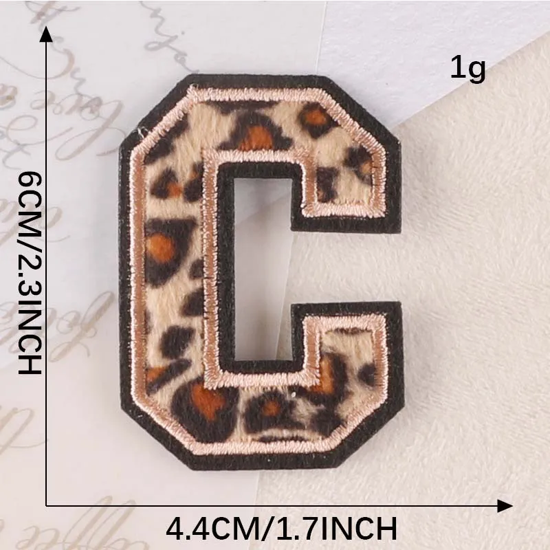 Leopard Print Embroidered Alphabet Badge Patches