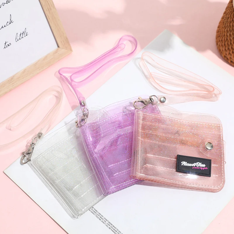 Transparent Women Purse PVC Laser Clear Jelly Bag Mini Money Credit Card Holder Clear Wallet Bags Ladies Purse With Neck String 2 Transparent Women Purse PVC Laser Clear Jelly Bag Mini Money Credit Card Holder Clear Wallet Bags Ladies Purse With Neck String 2