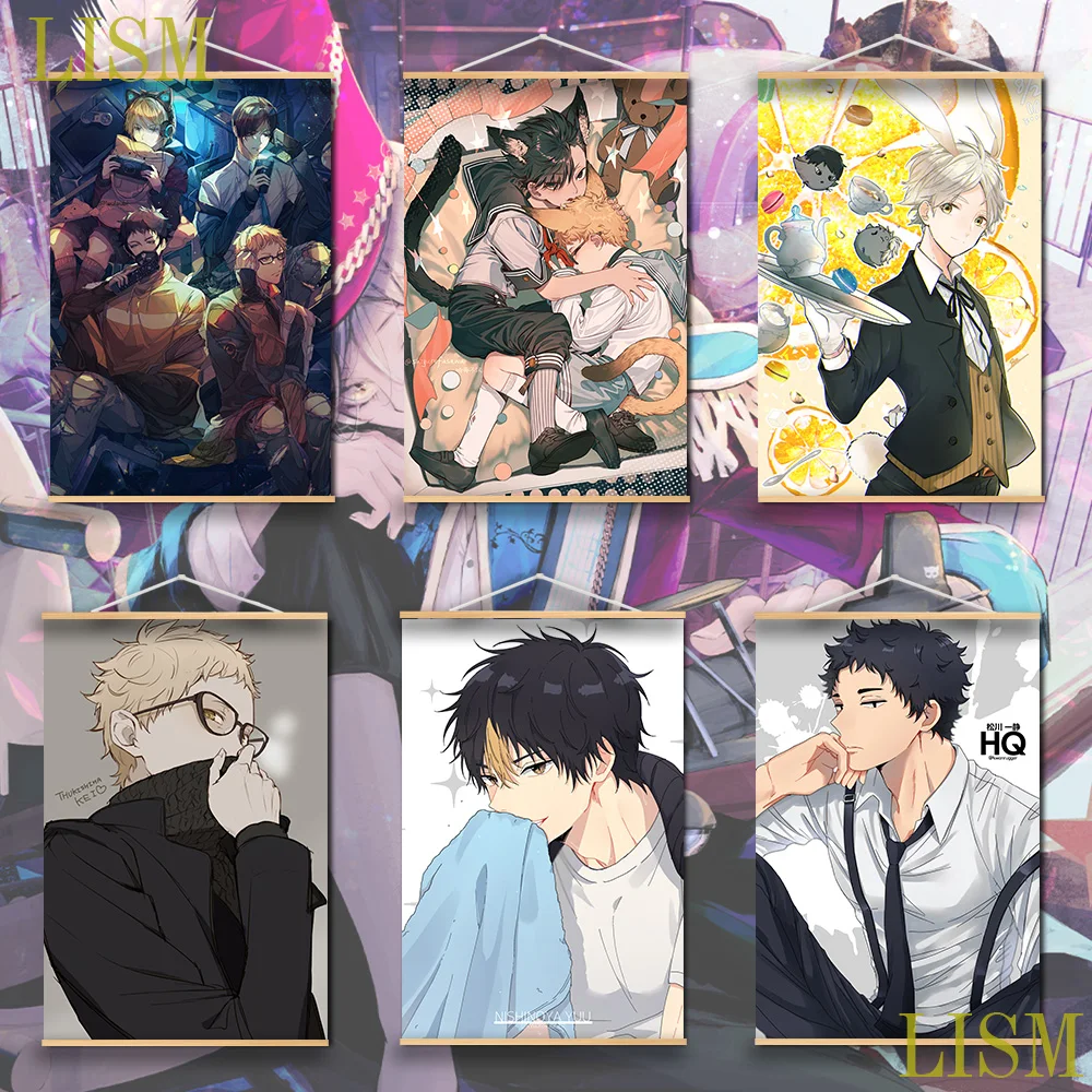 

Haikyuu!! Kenma Yuu Koushi Anime manga wall Poster solid wood hanging scroll with canvas painting