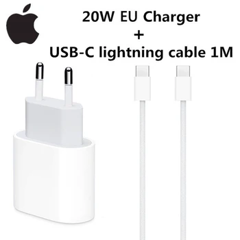 Original 20W USB-C Power Adapter For iphone 17 16 15 14 mini Pro Max Type C fast charger for Apple Cable for iPhone X 12 13 Plus 1