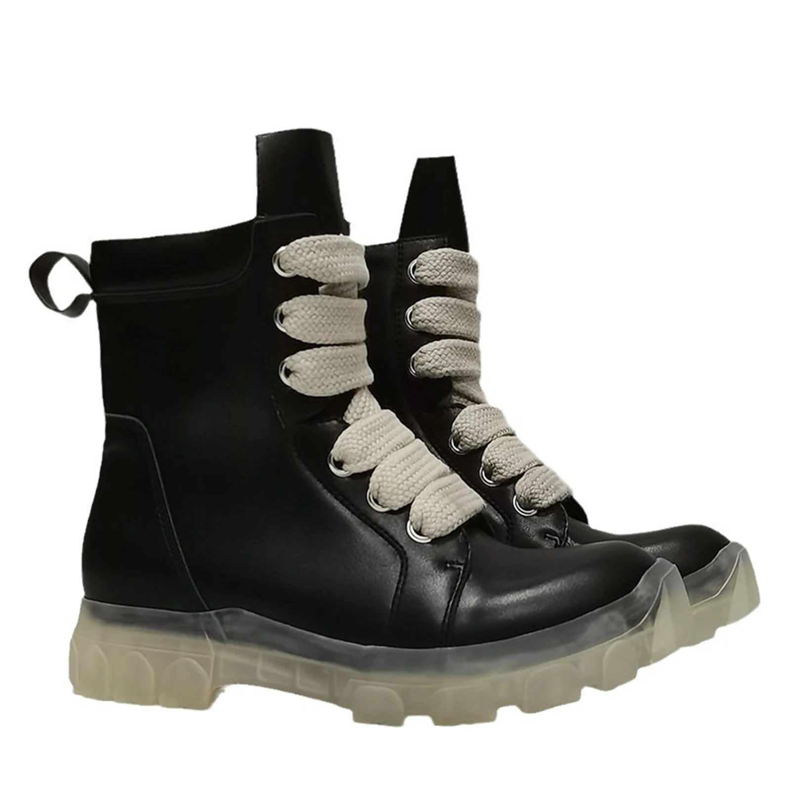 

Men Ankle Boots Genuine Cow Leather Man Shoes Footwear Booties Med Heel With Lace-up Black Large Sizes 2024 New Fashion