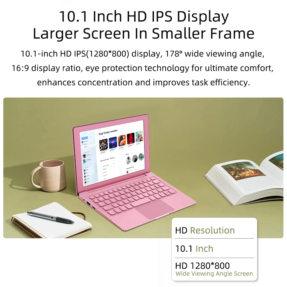 SZYIYUN Slim Pocket Laptop Windows 10, Intel N4120 8GB RAM 1TB SSD Cheap Mini PC,Quad Core 2.6GHz Notebook Computer Pink Gray 4